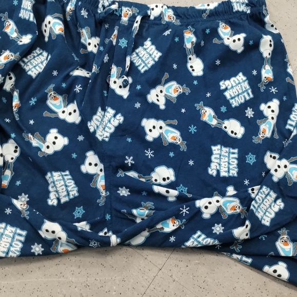 Disney Blue Olaf  Frozen Drawstring Size XL loungewear PJ bottoms Old Child - Picture 7 of 10